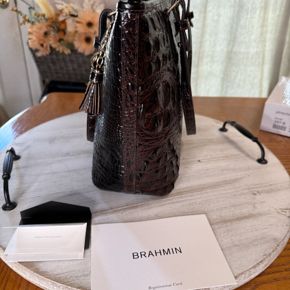 Brahmin Medium Asher Cocoa Melbourne Leather Tote - image 5